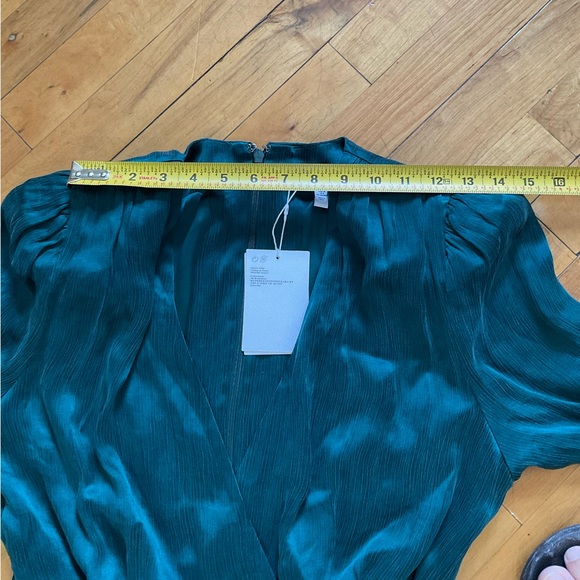 & Other Stories Satin Buckle Tie Mini Wrap Dress in Green - Picture 12 of 13